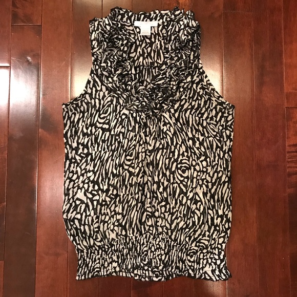 Charlotte Russe Tops - Charlotte Russe Black White Print Ruffle Tank Top